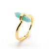 Crystal Stone Double Pointed Small Hexagon Prism Open Adjustable Ring