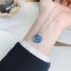 S925 Sterling Silver Chalcedony Peace Buckle Necklace