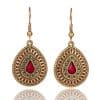 Drop-shaped alloy earrings with gemstones
