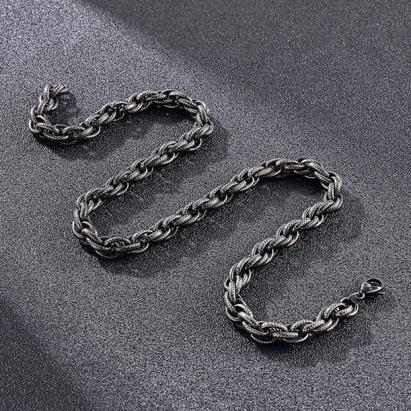 Black Dot Pattern Men's Necklace Stainless Steel Retro Men Bracelet