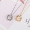 White Chalcedony Safety Lock Necklace Women