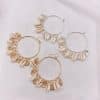 Boho Style Natural Shell Earrings Circle Tassel Pendant Earrings