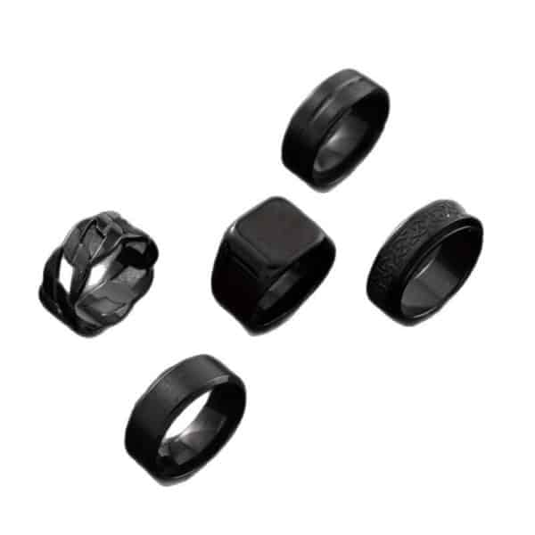 Stainless Steel Ring Five-piece Set Rotatable Decompression Ring Simple Advanced