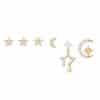 Pentagram Moon Combination Set Zircon Stud Earrings