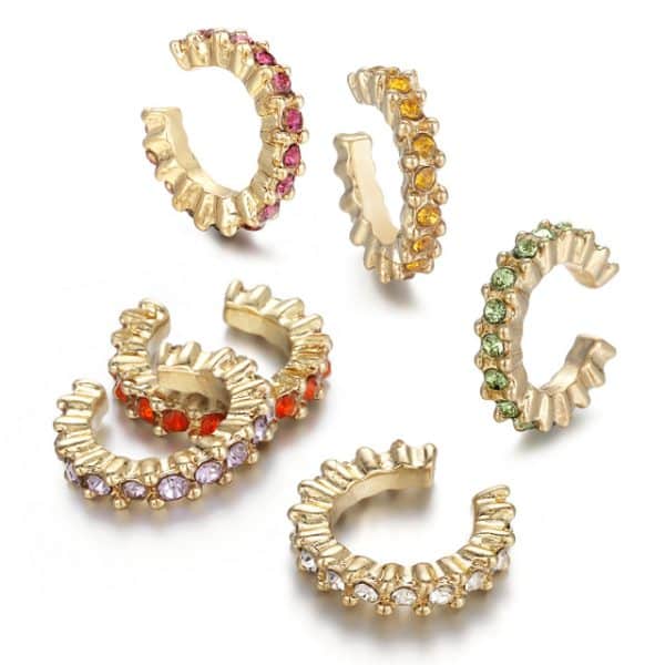 5Pair Fashion Round Twist Copper Small Hoop Earrings Set For