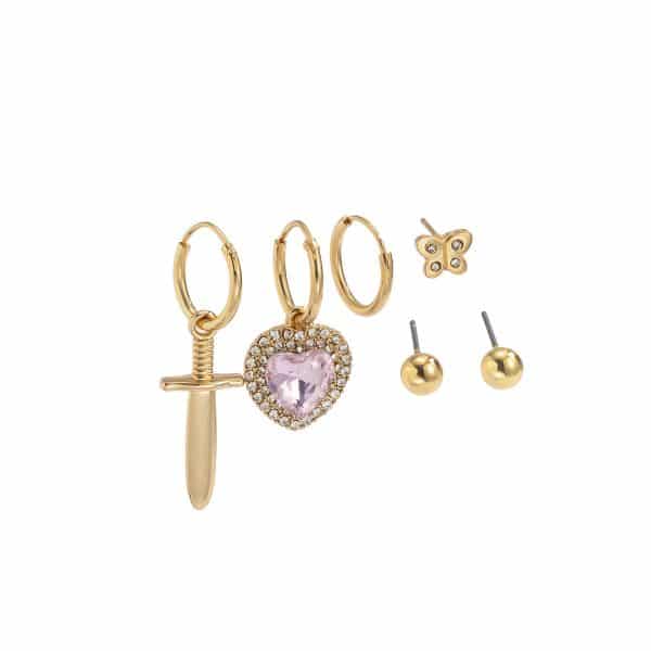 Retro Temperament Micro-set Rhinestone Love Cross Earrings