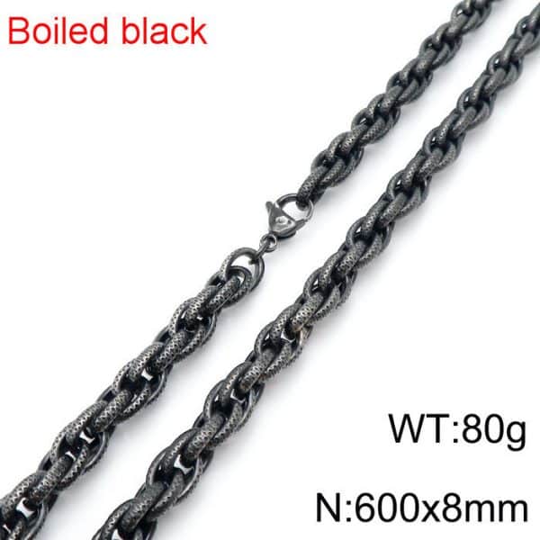 Black Dot Pattern Men's Necklace Stainless Steel Retro Men Bracelet