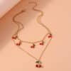 New Cute Sweet Double Layer Cherry Necklace