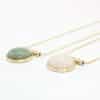 European and American style jewelry, snake leather chain, long green stone, white stone round inlaid necklace
