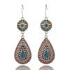 Drop-shaped alloy pendant earrings