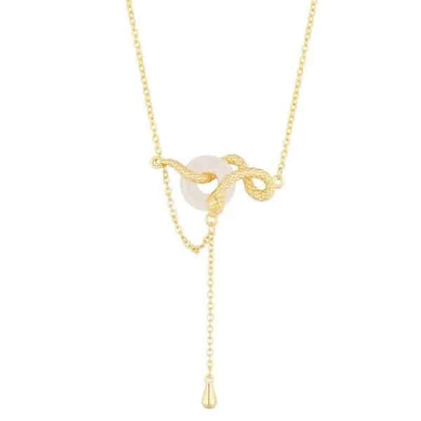 Gold Snake New Chinese Style Jade Necklace
