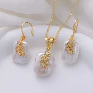 Copper Plated Real Gold Design Versatile Baroque Shaped Pearl Earrings