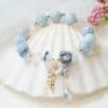 Candy Color Stone Flower Leaf Pendant Crystal Bracelet