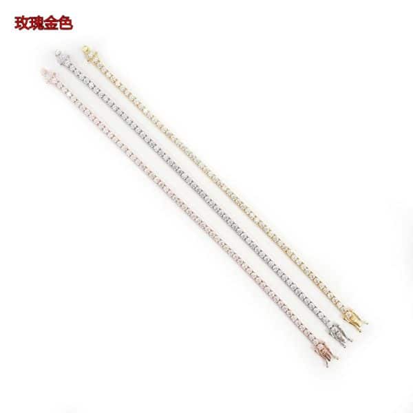2 Mm925 Silver Inlay Women's Hip Hop Single Row Men's And Women's Tennis Chain