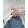 All-match Hammered Texture S925 Openning Silver Ring Female