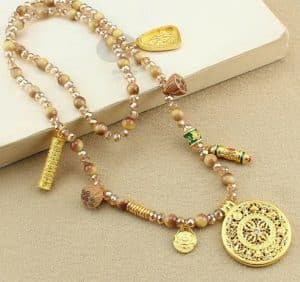 New Chinese Style National Style  Gold Tiger Eye Long Necklace