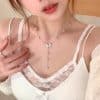Titanium Steel No Fading Irregular Pearl Dripping Butterfly Necklace