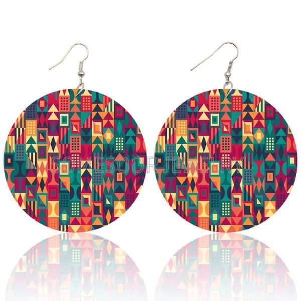 Bohemian Set Fashion Color Printing Earrings Exaggerated European And American Trend Simple Style Earrings