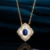 Flower Necklace Inlaid Lapis White Shell Pendant Neck Accessories Atmospheric Design