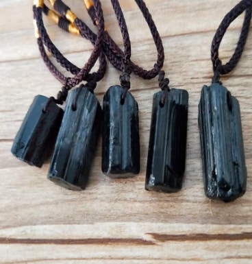 Natural Crystal Black Tourmaline Rough Stone Pendant