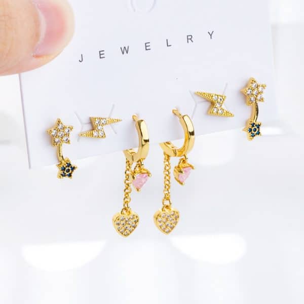 Lightning Current Su Star Earrings Simple And Exquisite 6 Piece Set