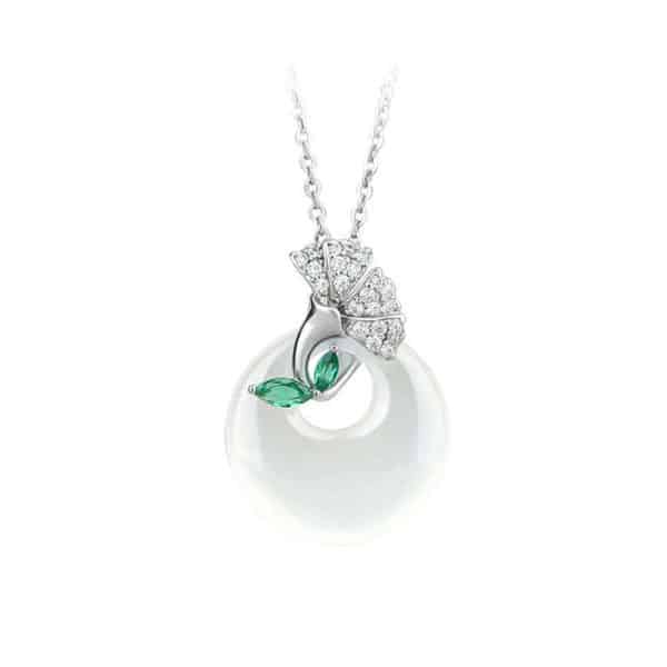 Women High Grade White Ginkgo Necklace