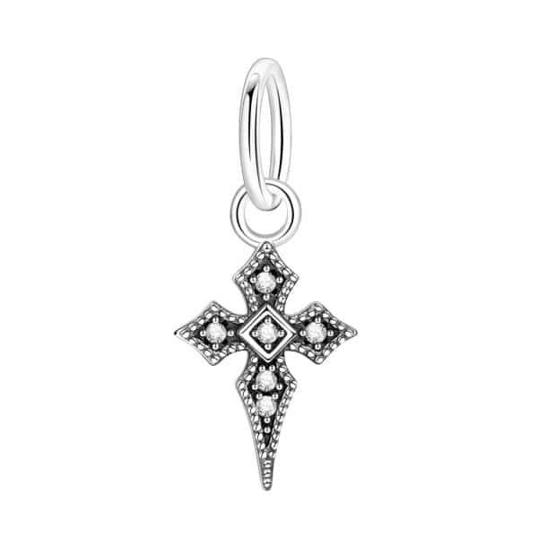 925 Sterling Silver Charm Vintage Cross Celtic Knot Crystal XINGX Bead Pendant