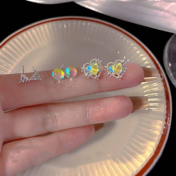 Women's Fashionable And Versatile Love Geometric Earrings Set