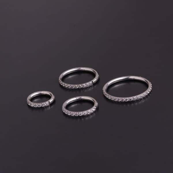 Pure Stainless Steel Split Ring Round Set Zircon Earrings
