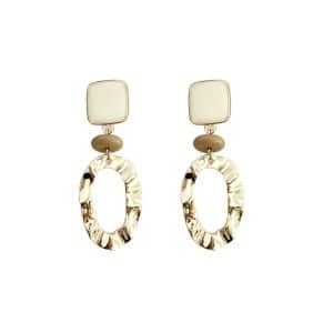 Drop glaze wave metal ring long earrings