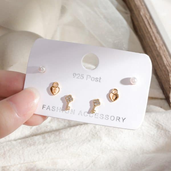 High-quality Earrings Set Small Trendy Cute Love Lock