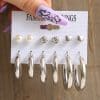 Metallic Element C Type Earring 6-piece Set