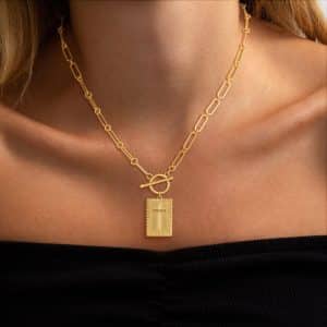 Golden Clip OT Buckle Cross Tag Stainless Steel Chain Necklace