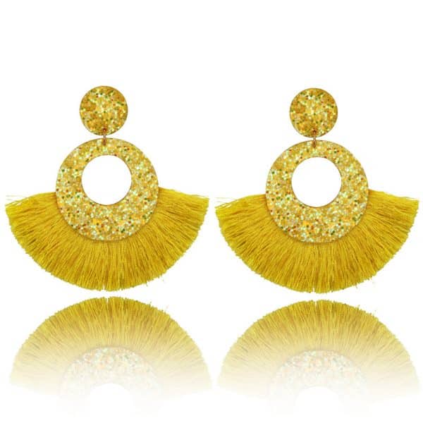 Bosnian Style Cotton Tassel Drop Earrings
