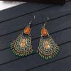 Ethnic style geometric drop diamond earrings