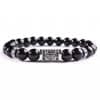 Natural Stone 8mm Bright Black Stone Beaded Vintage Bracelet