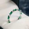 Elegant Retro Green And White Zircon Inlaid Finger