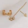 Gold Fashion Personality Small Irregular Flower Pin Three-piece Set Of Copper Micro-inlaid Zircon Earrings