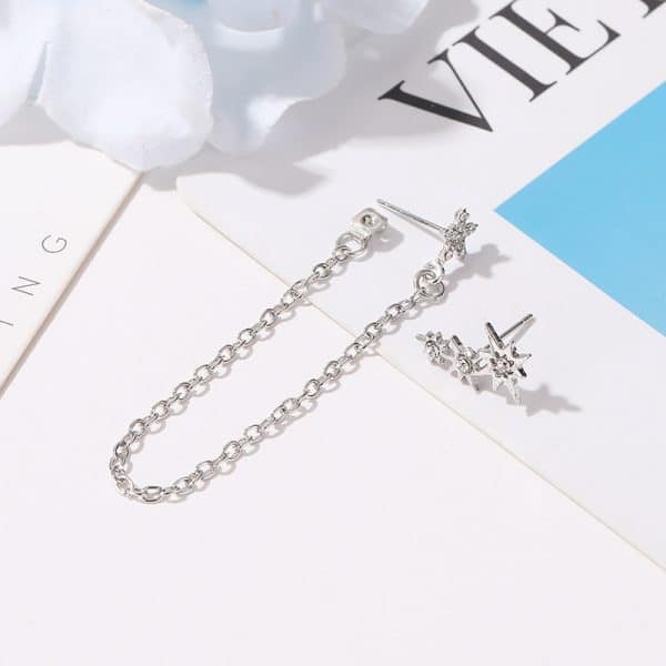Personality Diamond Star Set Earrings Women Fashion Tassels