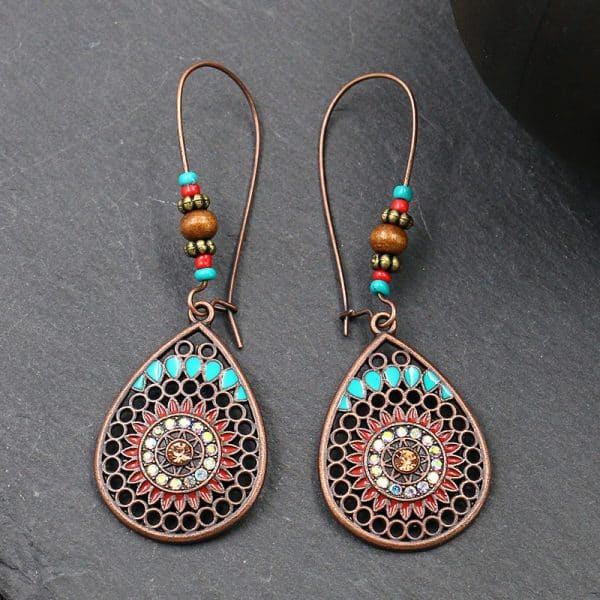 Women's Hollow Drop-shaped Alloy Enamel Earrings