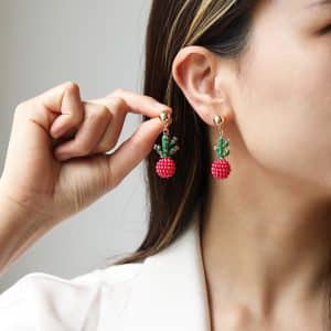 Enamel Drop Oil Cactus Earrings Fashion Retro