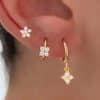 Brass Electroplating Inlaid Zircon XINGX Butterfly Earrings Three-piece Set