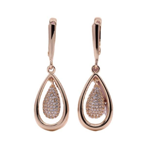Water Drop Geometry Pine Cone Zircon Earrings