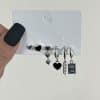 Sweet And Cool Six-piece Earring Set Black Heart