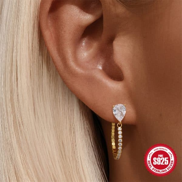 Women's Heart Trendy Water Drop Zircon Earrings