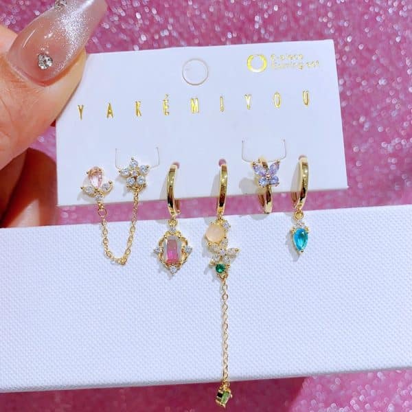 New Light Luxury Zircon Earrings Earring Set