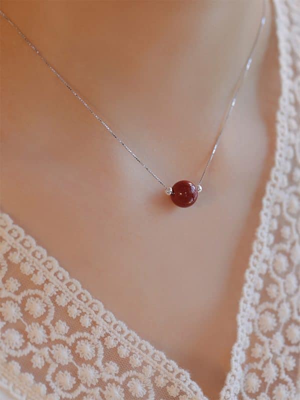 Cinnabar S925 Sterling Silver Necklace Female Niche