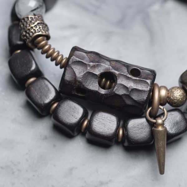 Ethnic Style Black Hair Crystal Mixed Handmade Texture Bracelet