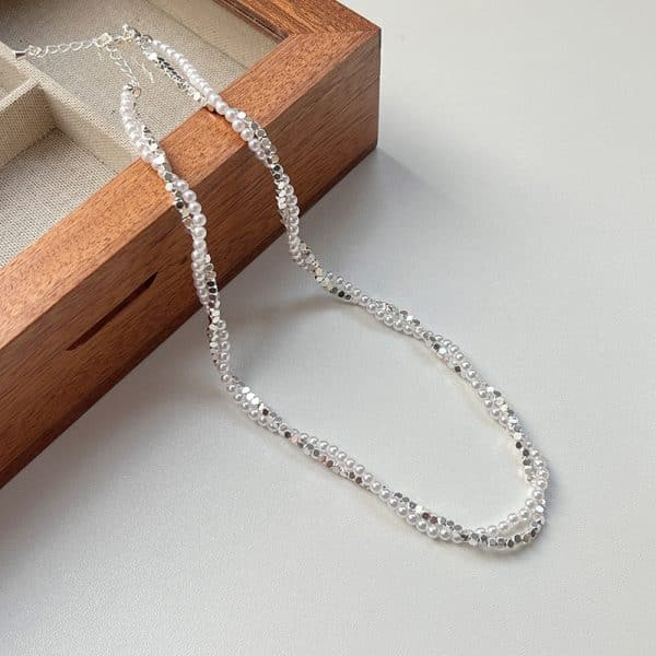 Double-layer Winding Small Pieces Of Silver Pearl Necklace For Women