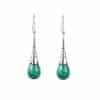 Women's Fashion Elegant Silver Malachite Drop Earrings